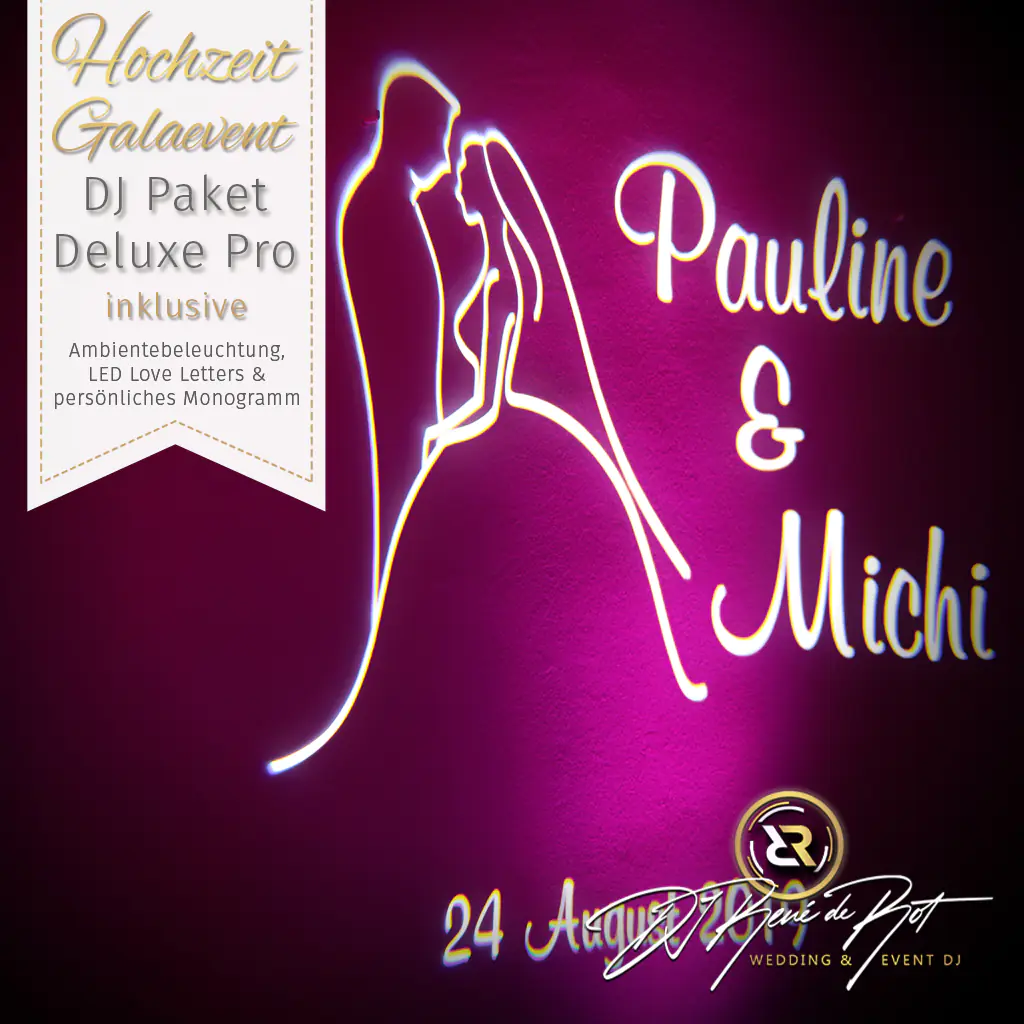 Personalisiertes Hochzeits-Monogramm mit LED-Projektion – DJ Paket Deluxe Pro von DJ René de Rot
