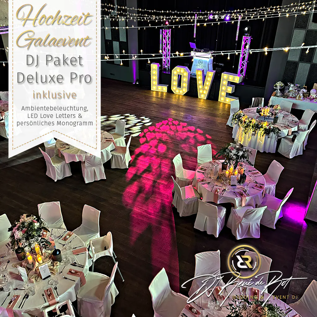 XXL LOVE Buchstaben und DJ Setup beim DJ Paket Deluxe Pro – Hochzeit mit DJ René de Rot